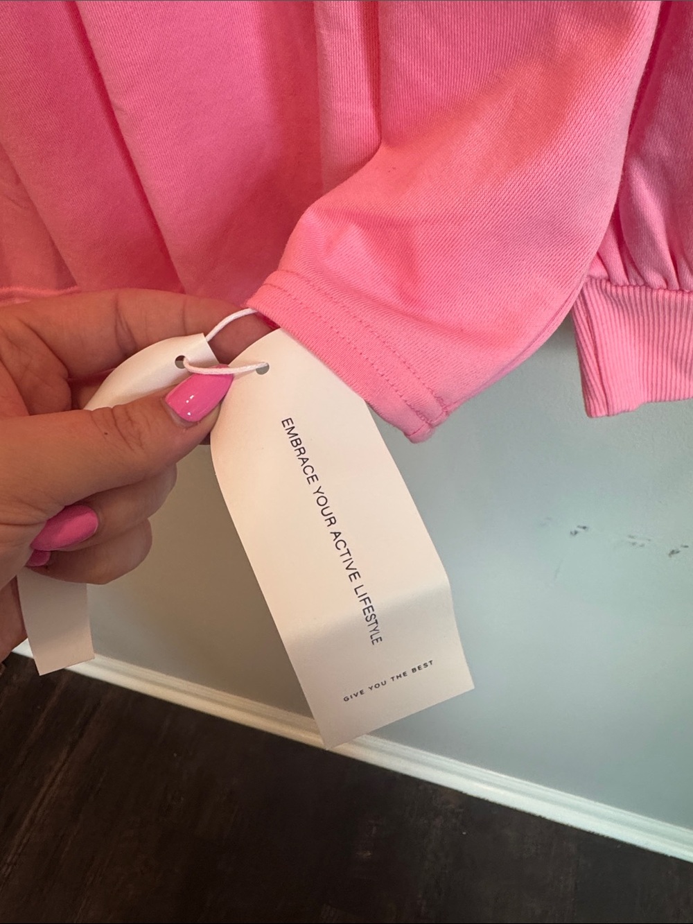 Pink Hooded Peplum Sweatshirt - Picture 2 of 3